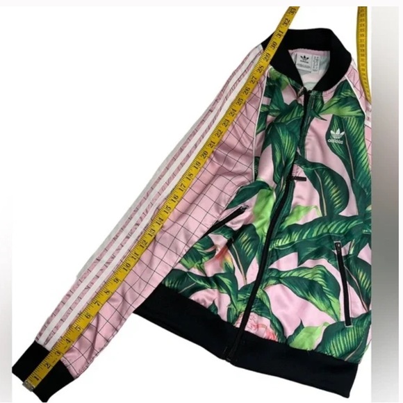 Adidas x Farm Big Palm Leaf/Tropical Pink/Green Track Zip Up Size Small - Picture 7 of 14